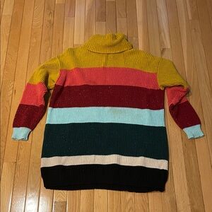 Farm Rio Anthropologie Colorful Striped Turtleneck Sweater